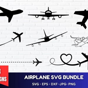 Airplane Svg bundle,Travel Svg,Airplane Silhouette,Love travel,Airplane Bundle SVG PNG clipart,Plane Route heart path cut file,Aeroplane Svg