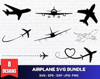 Airplane Svg bundle,Travel Svg,Airplane Silhouette,Love travel,Airplane Bundle SVG PNG clipart,Plane Route heart path cut file,Aeroplane Svg