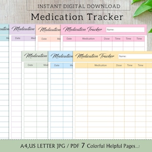 Printable medication tracker, Daily Medication Tracker Printable, Medication Intake Reminder, Medication Schedule, Medication List Template