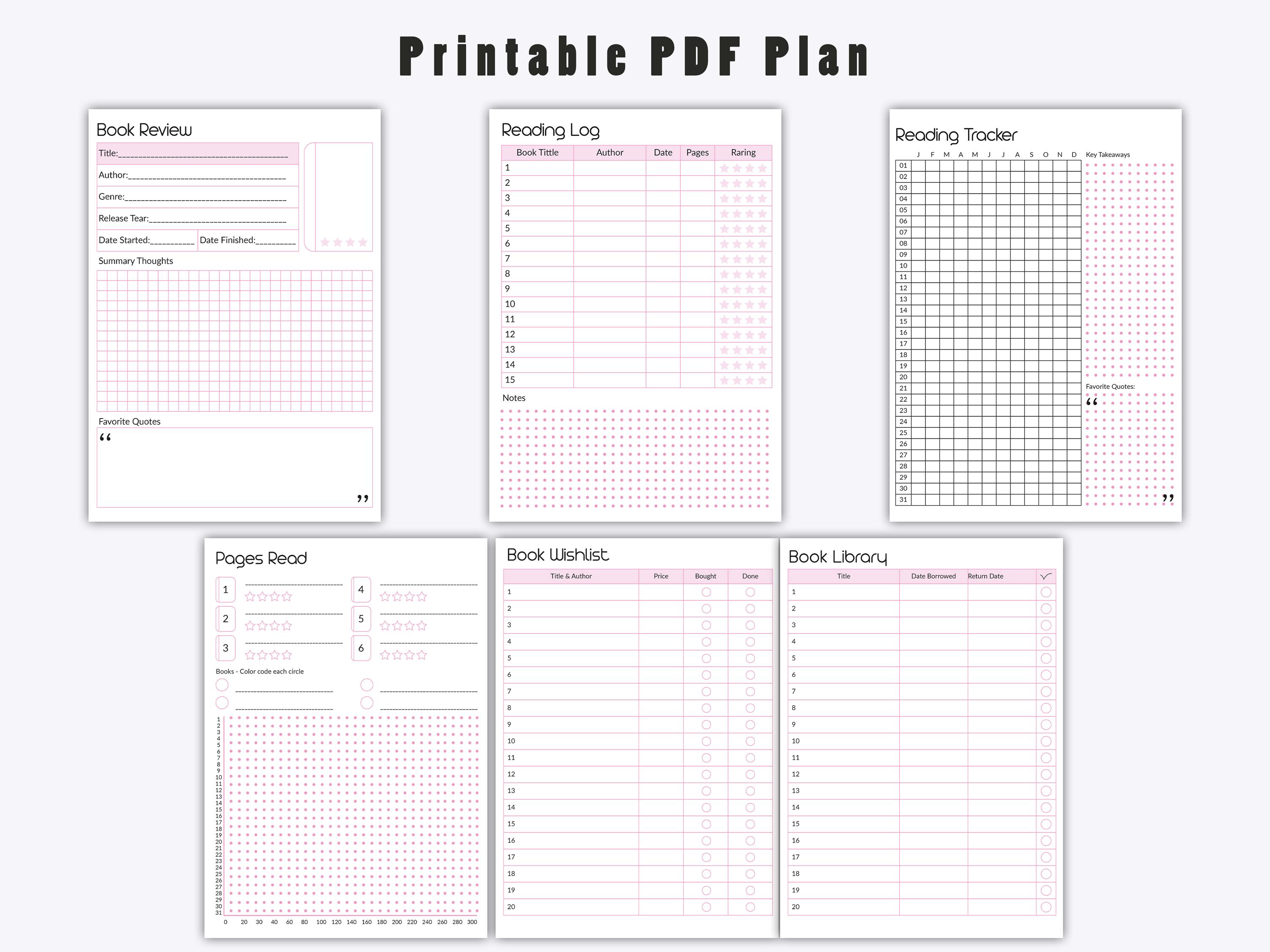 Reading Tracker-printable Journal Page - Planner Page - Book Journal ...