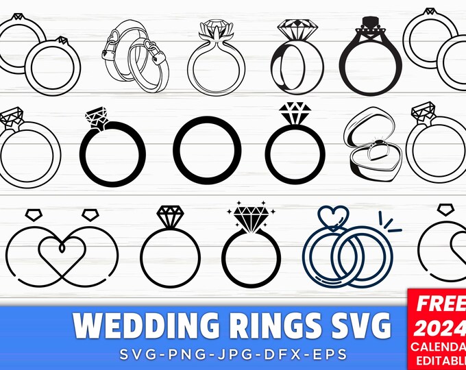 Wedding Ring SVG Files | Wedding Band SVG Cut Files | Engagement Ring ...
