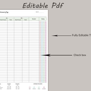 Blood Pressure Log Editable Printable, Blood Pressure Tracker, Medical Tracker, BP Tracker, Daily Blood Pressure Chart, Medical Tracker
