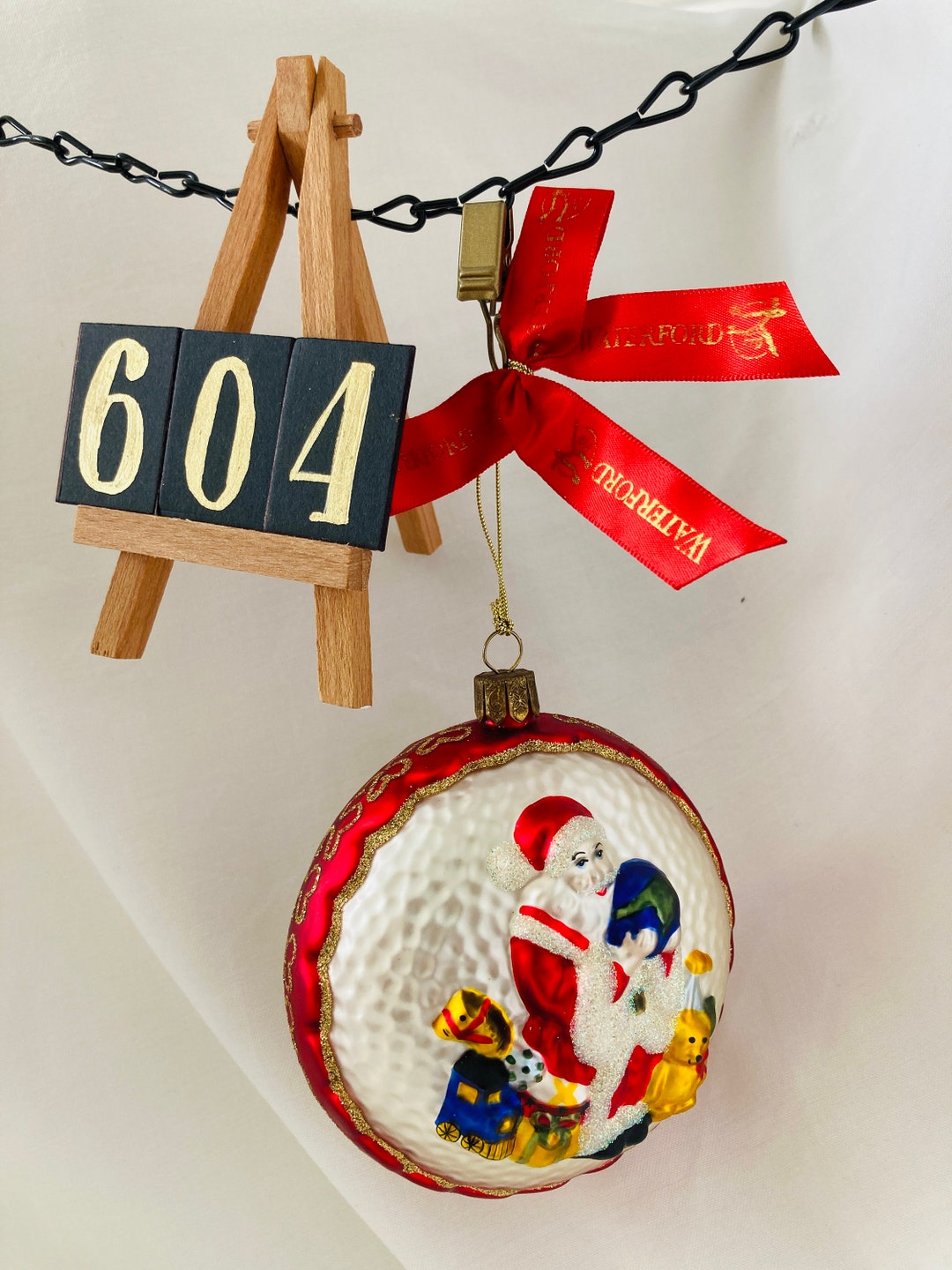 604 Vintage Waterford 3-D Blown Glass Santa Claus Globe Christmas Tree ...