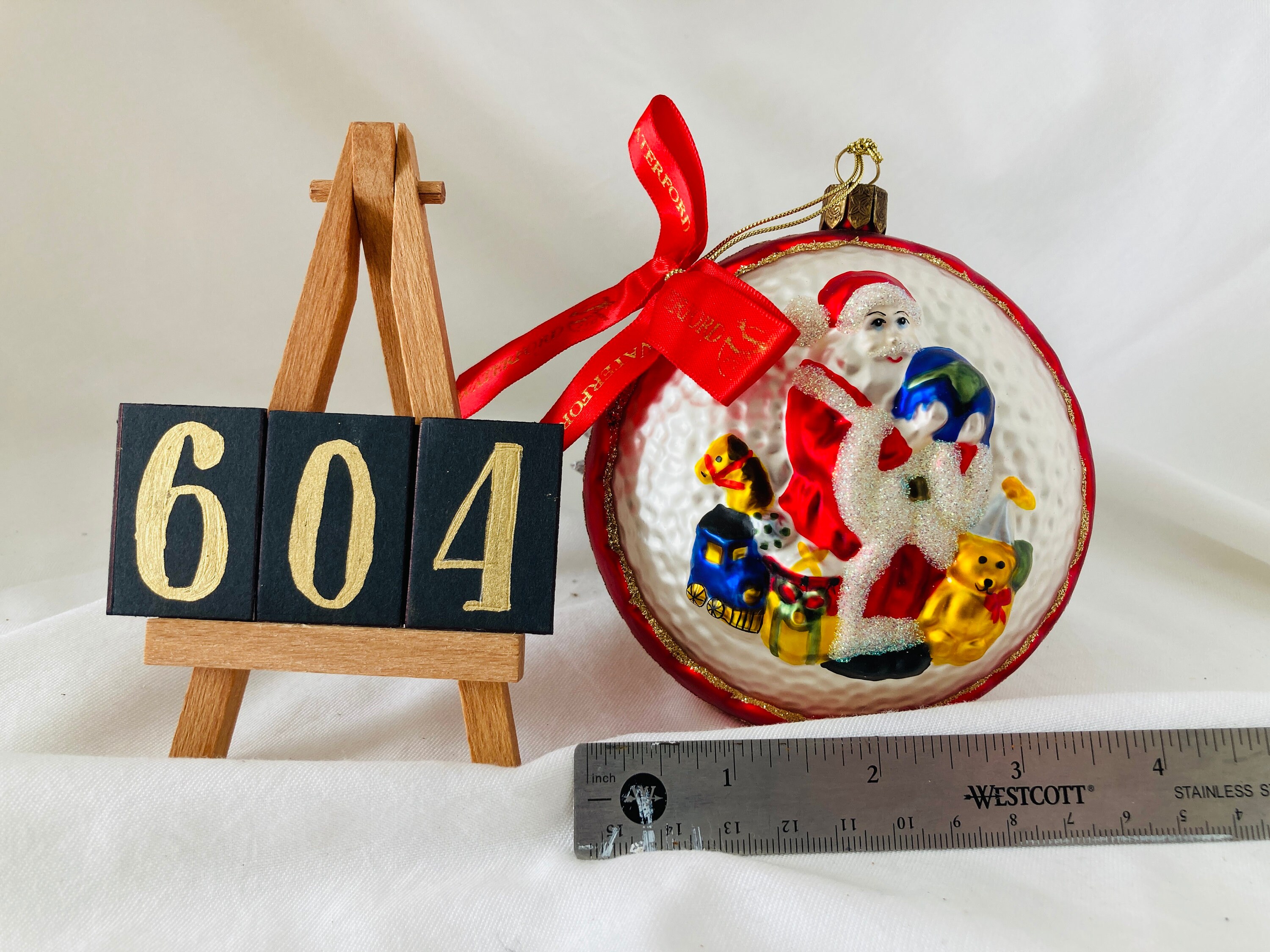 604 Vintage Waterford 3-D Blown Glass Santa Claus Globe Christmas Tree ...