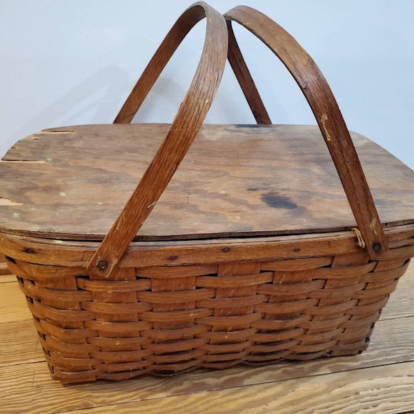 Antique Picnic Basket Etsy