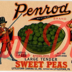707 Digital Download Vegetable Label- Penrod Brand packed by Littlestown Canning Co. Inc. from Littlestown, PA - SWEET PEAS