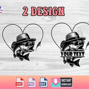 Corazón de pesca svg, Pesca de lubina svg, Gorra de camionero de lubina negra, Anzuelo de pesca svg, Arte png, Lienzo, Red de pesca, Pesca divertida, Anzuelo, Cricut