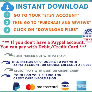 May include: A graphic with instructions on how to download a digital file from Etsy. The graphic includes a cloud with a downward arrow, numbered steps, and a logo for a shop called "Joob Boutique".