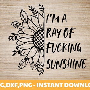 Je suis un rayon de putain de soleil SVG, Demi Tournesol svg, Split Tournesol Svg, Tournesol MONOGRAM Svg, floral svg, Fichiers coupés Cricut Silhouette