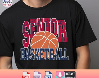 Senior Basketball Svg Png, Classe del 2026 Design sportivo, Grafica per maglietta di laurea per giocatore di basket, Clipart di atleta senior, Download digitale