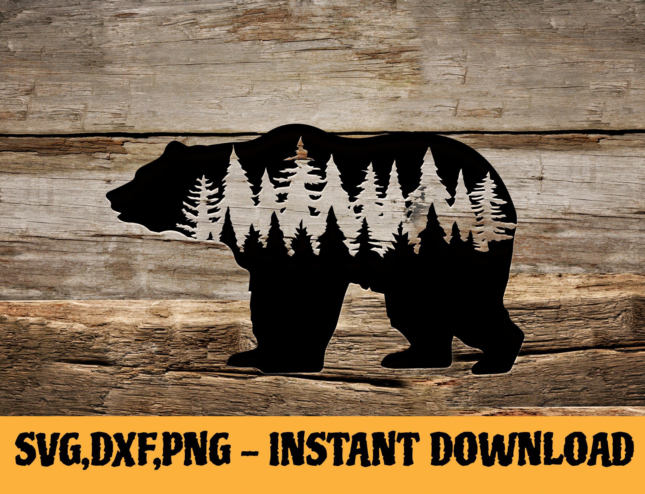 Bear And Forest SVG File, Adventure,Forest Outdoor svg, Camping svg, Trees svg, Cut Files For Cricut And Silhouette, Animal SVG