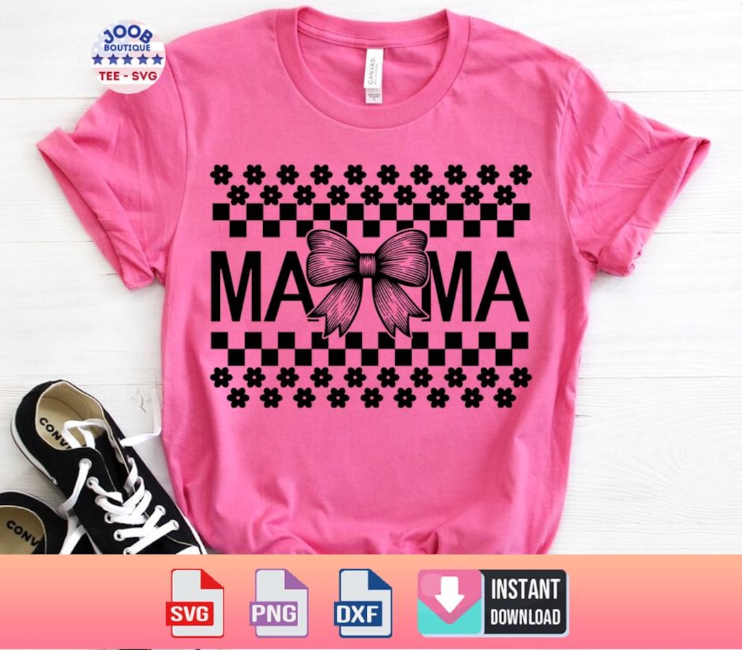 Momma Pattern Svg Mama Svg Png,retro Mom Svg,checkered Coquette Bow Svg,mother Svg,mother ...