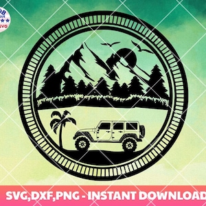 Off road 4x4 Beach svg,Truck 4x4 off road SVG for Craft Machines,Mountains And Trees SVG,Cricut,Camping travel Wild Off Road, car Silhouette