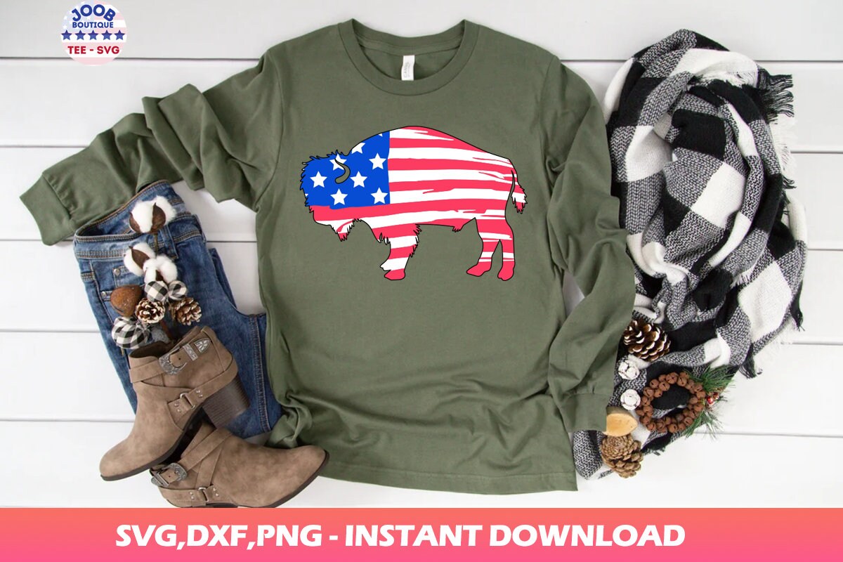 American Buffalo Svg, American Flag Bison Svg, Buffalo SVG, Buffalo ...