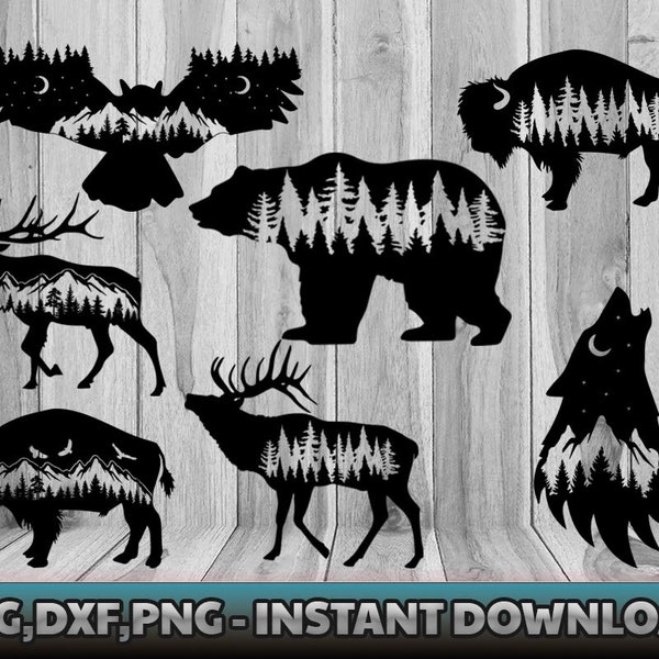 Animals Wilderness Collection svg,Animals Mountains bundle svg,Adventure,Forest Outdoor,Camping ,elk bear bison moose svg,Cricut