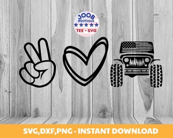 Peace Love offroad style SVG,4WD,Peace Love SVG,Peace Sign Svg,Offroad life,Offroad Heart Girl,American offroad Svg,4x4 offroad Lover,Cricut