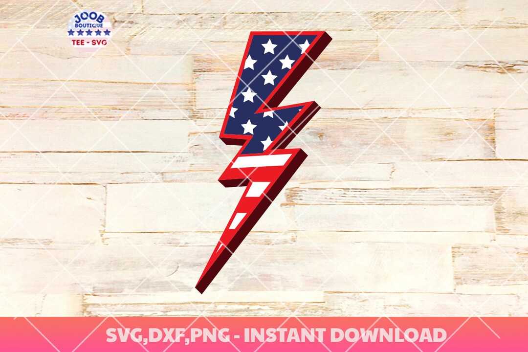 US Flag Lightning Bolt Svg, Thunder Svg, Lightning Strike Bolt Thunder