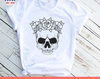Floral Skull svg,skeleton svg,Skull svg,Skull svg, halloween,gothic svg,skull with flowers svg, witchy svg,Cricut, Skull with flowers,Cricut