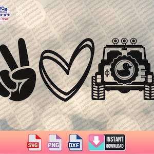 Paz Amor estilo offroad SVG,4WD,Peace Love SVG,Peace Sign Svg,Vida offroad,Offroad Heart Girl,American offroad Svg,4x4 offroad Lover,Cricut