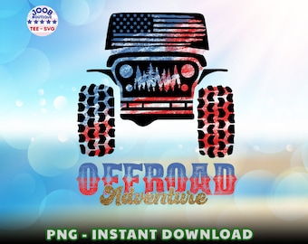 Offroad Adventure 4x4 PNG with USA Flag Clipart Design