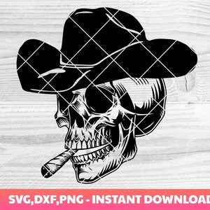Cowboy skull Head with cigar svg, Cowboy Skull svg,Cowboy clipart,Skull in cowboy hat svg,Outlaw Skull,Cowboy skeleton with cigar svg,Cricut
