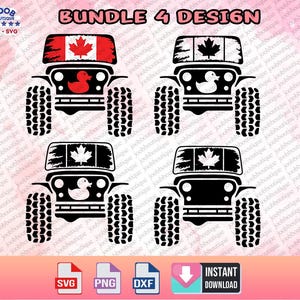 Kanada Offroad Ente, Entenliebhaber, Geländegrafiken, kanadische Flagge, US-Gelände, Offroad-Silhouette, Entenwelle Offroad, 4x4 Clip Art, Cricut