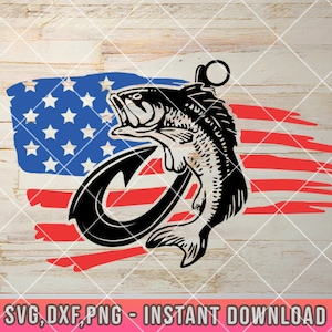 US Flag caza y pesca Svg, 4 de julio svg, Bass Fishing svg, Fisherman svg, Fishing Hook svg, Fishing Net Svg, Funny Fishing SVG, Cutfile