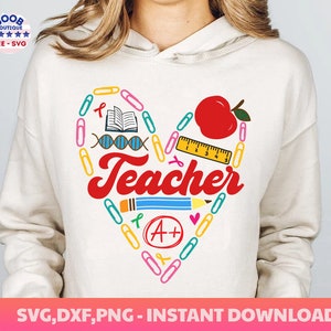 Lehrer SVG, zurück zur Schule SVG, Lehrer Leben, Lehre Herz Schulbedarf, Lehrer Wertschätzung, Apple Buntstifte Bleistift, Erzieher Leben Cricut