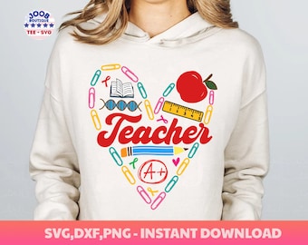 Lehrer SVG, zurück zur Schule SVG, Lehrer Leben, Lehre Herz Schulbedarf, Lehrer Wertschätzung, Apple Buntstifte Bleistift, Erzieher Leben Cricut