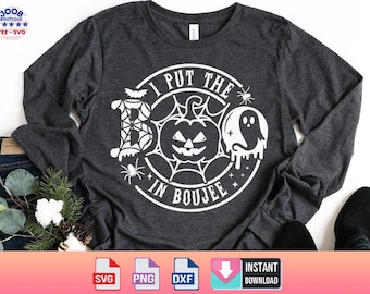 Puse el abucheo en Boujee Svg Png, Otoño png, Temporada espeluznante Svg, Calabaza Svg, Halloween Mama Svg, Diseño de camiseta de sublimación, Coquette Halloween Svg