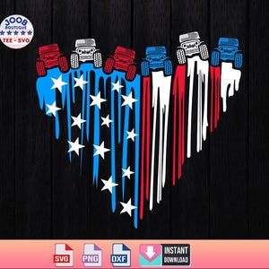 Bandera Americana Corazón Offroad Svg Png, Patriotic Svg, Bandera de EE.UU., 4 de julio, Descargas de diseños de sublimación, 4 de julio Retro, cricut, silueta