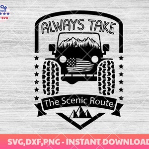 Always Take The Scenic Route svg,offrad car Camping svg,Compass Mountains And Trees SVG,Camping travel Wild Off Road,Mountains Scene ,Cricut