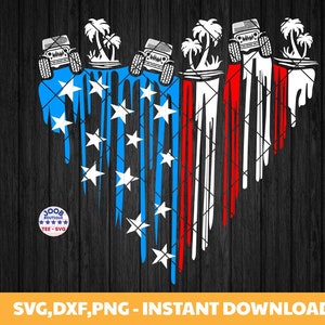 American Flag Heart Offroad Palm Beach SVG, Beach Life Svg,Summer Palm Sunset svg,Beach svg,Palm Tree SVG,US Flag,4th of july Svg,silhouette