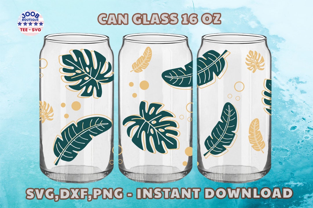Monstera Svg, Monstera Leaf SVG for 16oz Glass Can Cutfile, Monstera ...