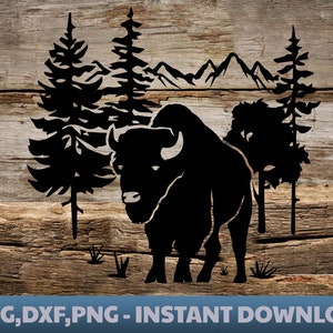 Büffelwald svg, Buffalo Forest svg, Berge svg,Adler Wald svg,Bison Und Berge, Adventure await svg, Cricut Cutting, Silhouette