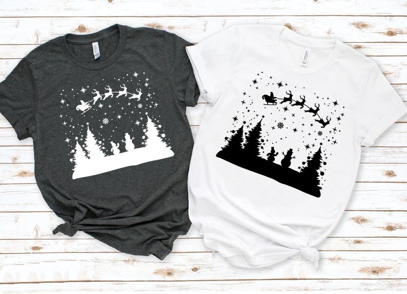 Christmas Night Tree SVG, Santa Sleigh SVG, Snowman Svg Scene, Reindeer ...