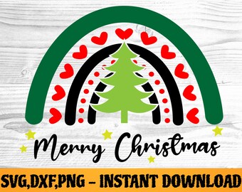 Merry Christmas Svg, Christmas Rainbow Svg, Rainbow Baby Svg, Leopard Rainbow, Rainbow Vector,Kids Shirt Design, Holiday Silhouette Cricut