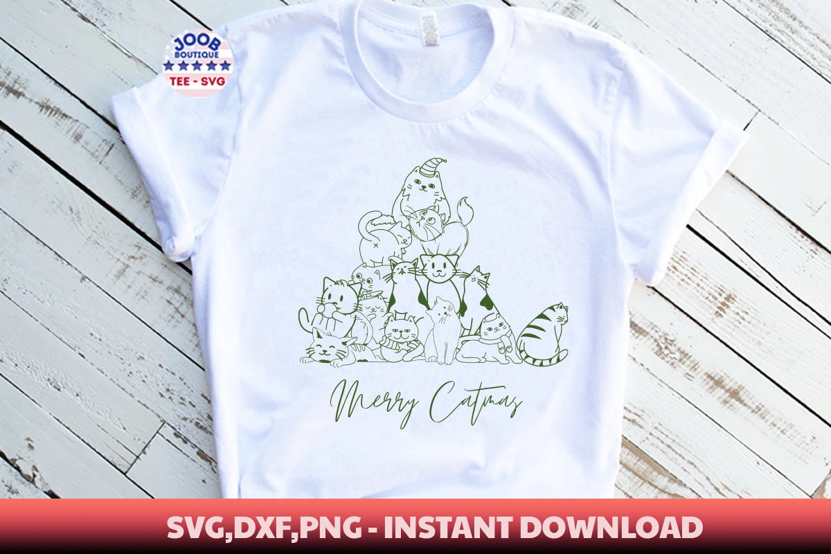 Christmas Cat Svg Merry Christmas Svg Meowy Christmascat - Etsy