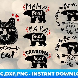 Ours famille Svg, Svg famille ours, maman ours, Svg papa ours, grand-mère ours SVG, conception de chemise famille, ourson Svg, Svg visage ours, Cricut