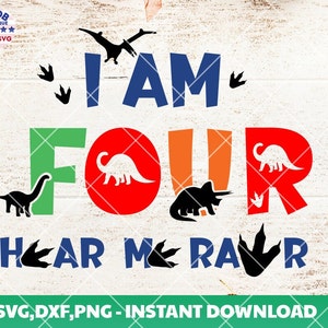 Dinosaur Vierde Verjaardag Design svg, Four-a-saurus SVG, Dino 4 SVG, Dinosaur vier Svg, Ik ben vier Hear Me Rawr Svg, Dinosaur Birthday Boy, Cricut