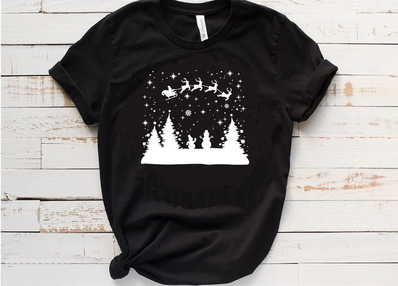 Christmas Night Tree SVG, Santa Sleigh SVG, Snowman Svg Scene, Reindeer ...