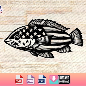 Bandera de pesca Svg Png, bandera de EE. UU. para caza y pesca Svg, 4 de julio svg, pesca de lubina, pescador, anzuelo de pesca, red de pesca, pesca divertida, Cricut