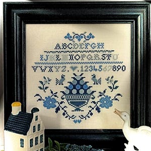 Blue Sampler in the Round Cross stitch chart Digital Download