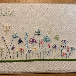 Grasses & Flowers - Handmade bespoke unique personalised embroidered cards - made to order