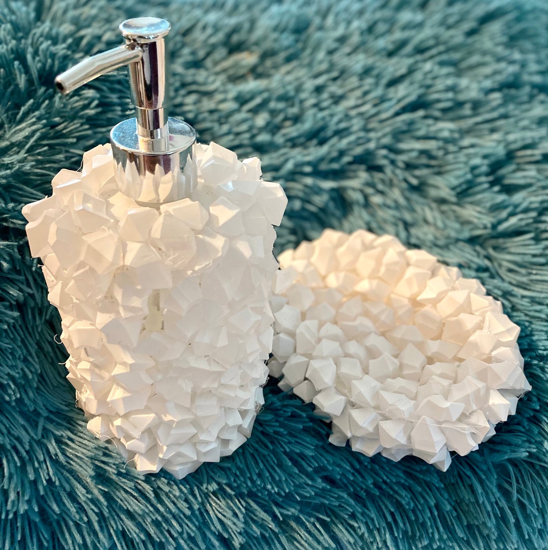 Glam Soap Dispenser and Soap Dish White Etsy
