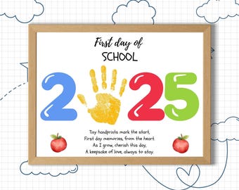 First Day of School Handprint Art | Kindergarten Preschool Handprint Craft Poem | Back To School Activity | 1st Day School Memory Keepsake