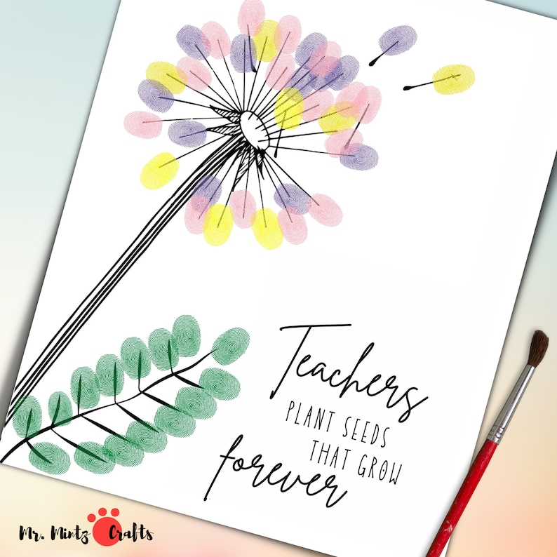 Teacher Appreciation Gift Handprint Fingerprint Art Craft Printable ...