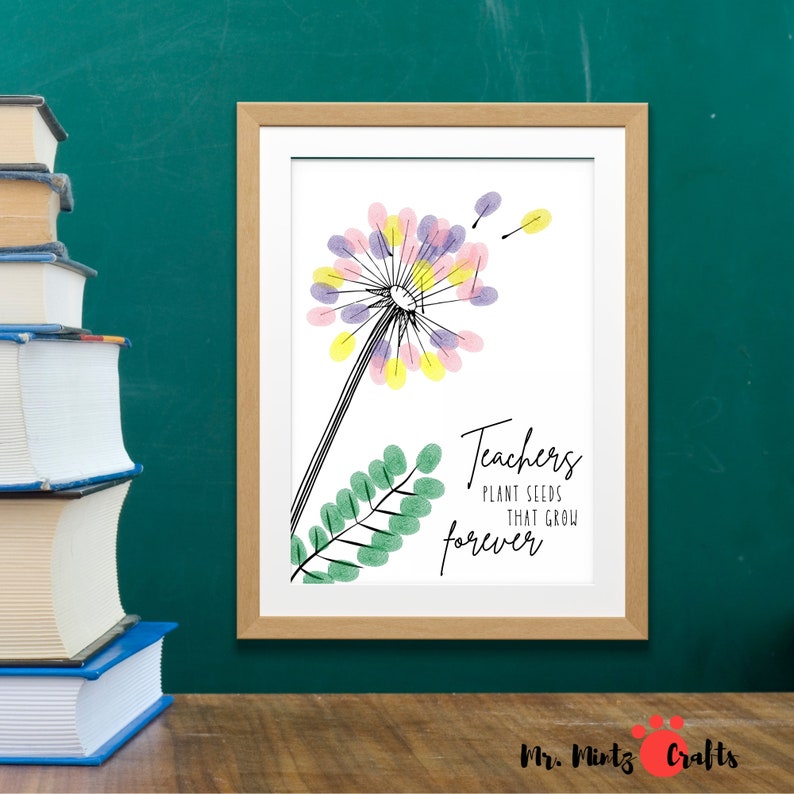 Teacher Appreciation Gift Handprint Fingerprint Art Craft Printable ...