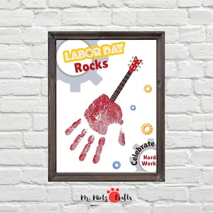 Impronta di mano patriottica per la festa del lavoro, lavoretti artistici per la scuola materna, stampabili / Attività in classe per la festa del lavoro per bambini in età prescolare / Lavoretti facili per la festa del lavoro per bambini