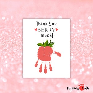 Vielen Dank Berry Viel | Valentinstag Handabdruck Kunst | Valentinstag Handabdruck Art Craft Printable | Kleinkind Valentinstag Karten Geschenk Großeltern